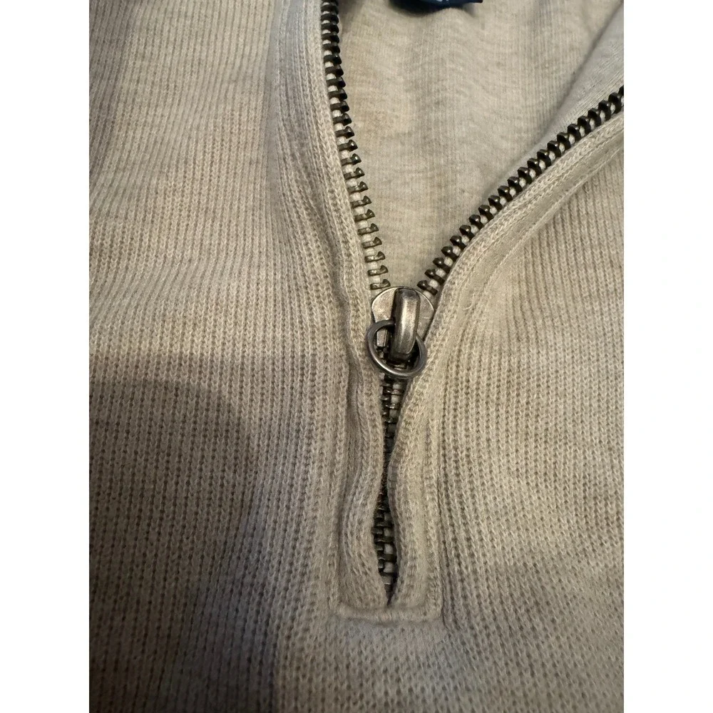 Polo Ralph Lauren Mens XL‎ Quarter Zip Pullover Tan Cotton Sweater Heather Logo